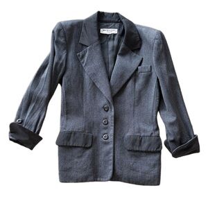 Vintage Yves Saint Laurent Blazer – Wool Jacket with Dupioni Silk Trim